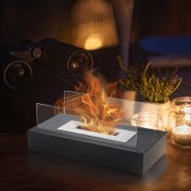 Resim Rahat Konfor, Modern Taşınabilir Cam Şömine - İç/Dış Mekan Kullanımı İçin Masaüstü Mini Isıtıcı, Ev, Veranda & Balkon Dekoru İçin Mükemmel - Kadınlar, Anneler, Düğünler, Ev Isıtma, Noel, Doğum Günleri İçin İdeal Hediye, Oturma Odası İçin Şömine 