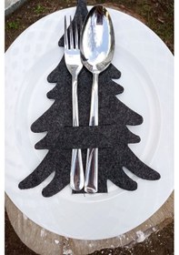 Resim Füme 6 Adet Dekoratif Çam Ağacı Kaşıklık 