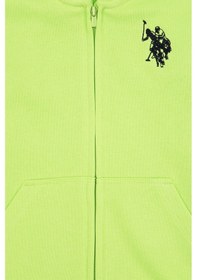 Resim U.S. Polo Assn. Erkek Çocuk Yeşil Fermuarlı Kapüşonlu Sweatshirt 50316706-VR020 