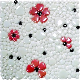 Resim MozaiKristaL Mutfak Tezgah Arası ve Yaşam Alanlarının Tüm Yüzeyleri Için Çiçek Desenli Cam Mozaik. File Ölçüsü: 31.5X31.5 Cm. ( 1 Koli = 10 Karo File = 1m2 Fiyatıdır ) 