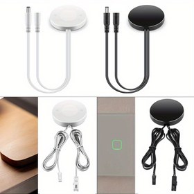 Resim DC ve DuPont Siyah/Beyaz, 5V-24V 5A Akıllı Dokunmatik Sensör Anahtar, Karartılabilir Hareket Kontrolü, LED Şerit Işık Kumandası, Çekmece Dolabı İçin Uygun Noel Parti Süslemesi Kolay Kurulum 