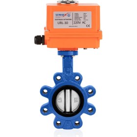 Resim Unox DN50-2" Lug Tip 220 V Ac Elektrikli Aktüatörlü Kelebek Vana Nikel Klape 