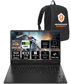 Resim HP OMEN 17 R9 8945HS 32GB RAM 2TB SSD RTX4060/8GB 144Hz 17.3'' FHD W11H Gaming Laptop & PER4 ÇANTA 