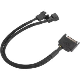 Resim Alfais 4596 Sata Power To Fan Çevirici 2 Port Y Pin Pwm Çoklayıcı Splitter Fan Kablosu 
