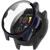Resim Garmin Forerunner 265 Akıllı Saat Pc Saat Kılıfı Ve Temperli Cam Ekran Koruyucu - Koyu Mavi - Wellngs 