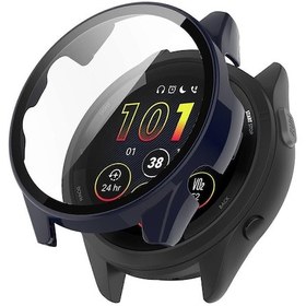 Resim Garmin Forerunner 265 Akıllı Saat Pc Saat Kılıfı Ve Temperli Cam Ekran Koruyucu - Koyu Mavi - Wellngs 