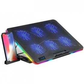 Resim 6 Fan RGB Işıklı Yükseklik Ayarlı Oyuncu Notebook Soğutucu Stand 