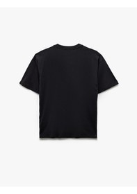 Resim Koton Bisiklet Yaka Kısa Kollu Köpek Nakışlı Pamuklu Oversize Tişört Antrasit 6sal10049ık Antrasit 