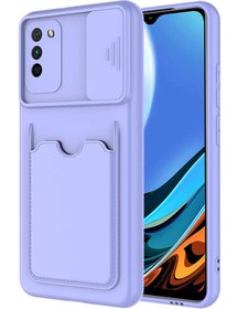 Resim Elfia Xiaomi Redmi 9t Uyumlu Kılıf Kartlıklı Lens Korumalı Silikon Kapak 