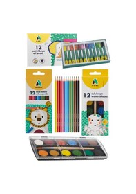 Resim Öğrenci Okul Boyama Seti 3 Lü Adel 12 Renk Pastel Boya Kuru Boya Sulu Boya 12 Li Boya Set Kreş Seti 