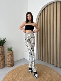 Resim Evyora Novıne Gazete Desenli Pantolon Çok Renkli 