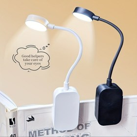 Resim Ayarlanabilir 360° Esnek Kol ve Kısılabilir LED'li Taşınabilir Kitap Lambası - Pille Çalışan Yatak Kenarı Okuma Lambası, Ev Ofis, Kütüphane için Modern Masa Lambası 