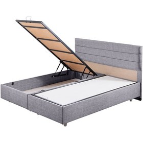 Resim Sofia İkili Set, Sofia Çift Kişilik Baza Başlık Seti Açık Gri 180 x 200 