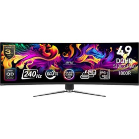 Resim MSI MPG 491CQPX QD-OLED 49 5120x1440 240Hz 0.03 ms HDMI DP Type-C True Black 400 1800R Curved OLED Gaming Monitör 