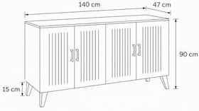 Resim bangu Kahve Köşesi Dolabı Çok Amaçlı Dolap (Derinlik 47 cm) Raflı Mutfak Dolabı BKDM006 (ÜST ATLANTİK, 140 CM) 
