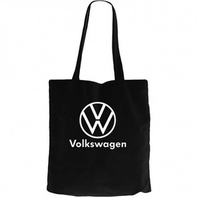 Resim Volkswagen New Logo Text Siyah Fermuarlı Bez Çanta Gabardin - Siyah 