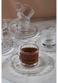 Resim Ringo Line 6'lı Şeffaf Boncuk Kulplu Kahve Fincanı 