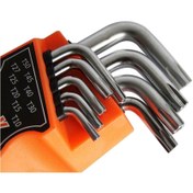 Resim rigour Qtools 9 Parça Çelik Kısa Alyan Takımı Tork Anahtarı Seti Yıldız Uçlu 