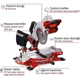 Resim CetKing Te-Ms 18/210 Li - Solo, Akülü Gönye Kesme 