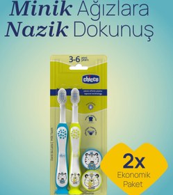 Resim Chicco 2'Li Diş Fırçası 3-6 Yaş - Mavi - Mavi-Yeşil / Standart 