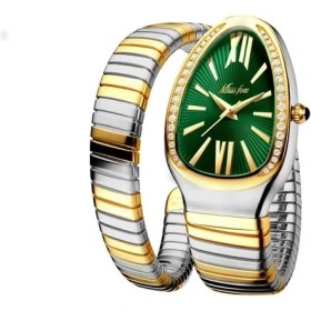 Resim Hanyang Gümüş Altın Yeşil Gümüş Çelik Bilezik Saatler Kadınlar 2022 Moda Bayanlar Kuvars Izle Kadın Yılan Şekli Relogio Femenino Yaratıcı Xfcs Bileklik Yeni (Yurt Dışından) 