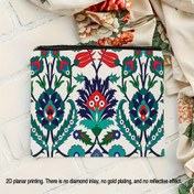 Resim Güzeldir, Iznik ile tulipler, beyaz tema, taşınabilir seyahat tuvalet çantası | Makyaj çantası, kalem çantası, hediye çantası, nişanlılar, öğretmenler ve arkadaşlar için hediye olarak 