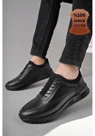 Resim Muggo Free Garantili Erkek Günlük Klasik Hakiki Deri Casual Rahat Ortopedik Ayakkabı Siyah 