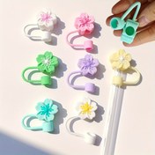 Resim 2 Adet Silikon Çiçek Saman Kapak Kapağı, 10mm 30 ile 40oz Tumbler Uyum, 30 veya 1 oz Toz Geçirmez Yeniden kulla nabilirl samana ucu kaplar (Saman dahil de il) 