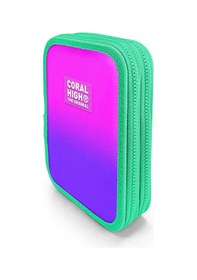 Resim Coral High Kids Pembe Mor Renk Geçişli Çift Katlı Kalem Çanta 11137 Mor - Pembe 