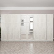 Resim Minar Kale Country 8 Kapak Aynalı 4Ç Zincir Dolap - Eskitme Beyaz 