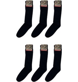 Resim 6'Lı Siyah Çorap - 4 Mevsimlik Uzun Havacı Asker Çorabı - Asker M Siyah 