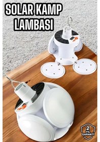Resim Bfs Kamp Lambası Işıldak Beyaz Işık Güneş Enerjili Solar Aydınlatma 5 Kanatlı Katlanabilir Çok Renkli 