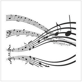 Resim Müzik Notası Folyo Sticker Derstv438 80cm Uzunluk Siyah 