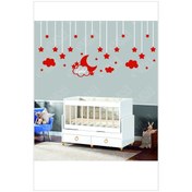 Resim Bebek Odası Çocuk Odası Sticker 65 Parça Kişiye Özel Isimli Ay Yıldız Bulut Sticker 