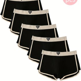 Resim Adet 5'li Erkek Boxer Külot, Rahat Nefes Alabilen Orta Bel Esnek -Spandex Karışımı ve Elastik Bantlı, Şeffaf Olmayan Örme Kumaş 