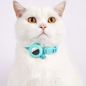 Resim Zilli Ayarlanabilir Kedi Tasması, Airtag için Tutucu Kılıflı Evcil Hayvan Tasması, Polyester Kayıp Önleyici Evcil Hayvan Tasması 