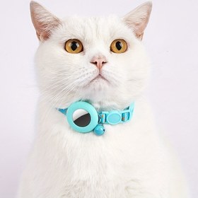 Resim Zilli Ayarlanabilir Kedi Tasması, Airtag için Tutucu Kılıflı Evcil Hayvan Tasması, Polyester Kayıp Önleyici Evcil Hayvan Tasması 