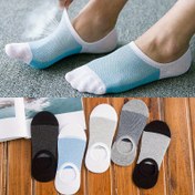 Resim 5 Çift Çeşitli Renkli Unisex Pamuklu Tekne Çorapları, Bahar Ve Yaz İçin Nefes Alabilen File Tekne Çorapları, Çizgili Silikon Kaymaz Çoraplar, Rahat, Nem Emici Görünmez Çoraplar, Ter Tutmayan 