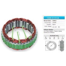 Resim Genel Markalar 12v Alternatör Statör Hıtachı Tipi 50 A (3 UÇLU) Kıa Besta/ceres/sephıa-mıtsubıshı Pajero 