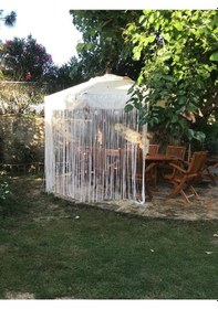 Resim İp Model Krem Renk İp Perde 180 Cm En 280 Cm Boy 2 Mm Şeritler Halinde Hazır İp Perde Krem 