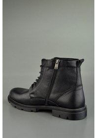 Resim Konforayakkabi Hakiki Deri Fermuarlı Sıcak Astar Erkek Bot Siyah 
