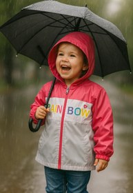 Resim Kız Çocuk Fuşya Rainbow Yağmurluk 