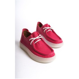 Resim Mubiano Hakiki Deri Mbmtt401-fs Kadın Kalın Taban Bağcık Detay Fuşya Loafer Fuşya 