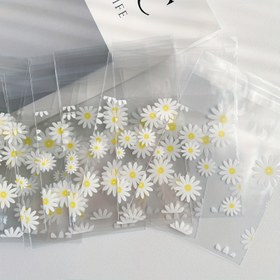 Resim 100 adet, Şeffaf Papatya Kendinden Yapışkanlı Poşetler, Çiçek Deseni - Küçük Hediye Paketleme, Parti Favoru Sarma Poşetleri için Mükemmel Seçim 