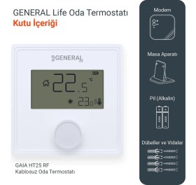 Resim General GAIA HT25 Rf Kablosuz Oda Termostatı 