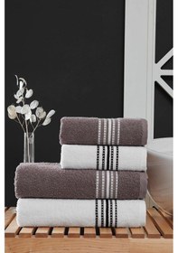 Resim 4 Lü Banyo Havlusu Seti Elvin - 70x140cm X2 / 50x90cm X2 Kahve 
