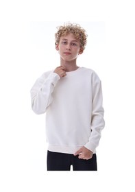 Resim Ekru Erkek Çocuk Sweat Pamuklu Rahat Kalıp Basic Uzun Kollu Ekru 