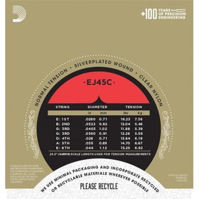 Resim D'Addario EJ45C Pro-Arte Serisi Klasik Gitar Tel Seti (Normal Tension) 