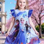 Resim Yeni Yaz Elsa Prenses 3D Tasarım Desenli Dijital Baskılı Elbise, Çocuklar İçin Özel Seri, Moda Yuvarlak Yaka ve Uçan Kollu. Bu Rahat ve Konforlu Elbise, Açık Hava Aktiviteleri ve Günlük Giyim İçin Mükemmel, %100 Polyester Kumaştan Yapılmıştır, Hafif Esnek ve Dayanıklı, Çocuklar İçin Harika Bir Hediye Seçeneği. 