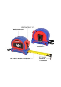 Resim Workpro Wp261041 5mx25mm Naylon Kaplama Sarı Çift Taraflı Manyetik Çelik Şerit Metre Fr Wp261041 1 M - 2 M - 3 M - 5 M 